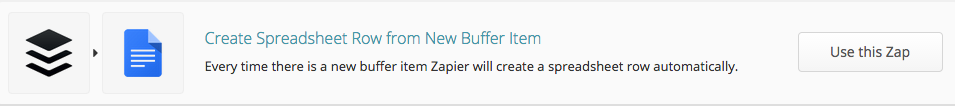 Buffer to spreadsheet zap